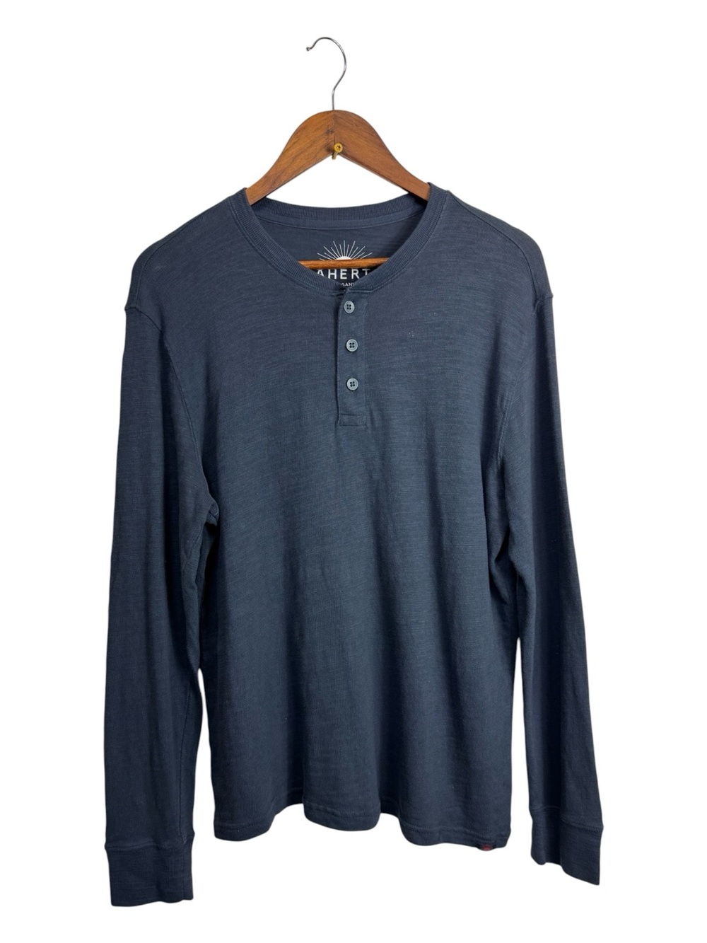 Faherty Long Sleeve Henley Shirt Organic Cotton - Blue